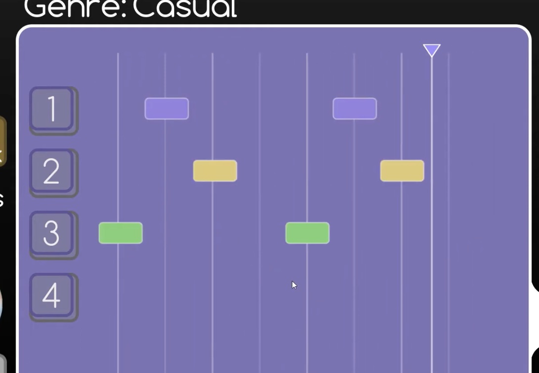 Screenshot of music minigame