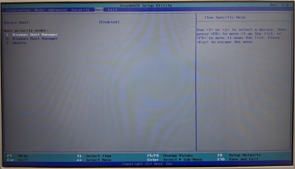 Imagine this, but without the ‘ubtuntu’ option, and without the distracting Moiré pattern. (My BIOS doesn’t come with a printscreen utility.)